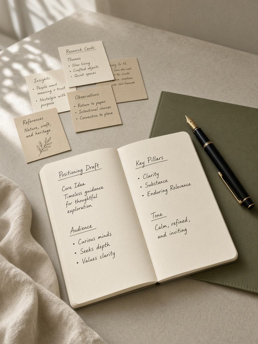 Positioning draft notes beside research cards